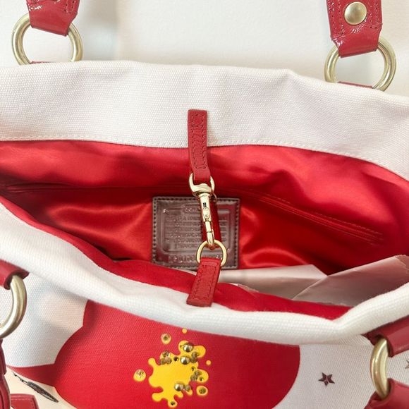 Coach Poppy-Chan Cherry Evie Tote Japanese Kawaii Pink Shoulder Bag 15542 Canvas - Picture 15 of 15